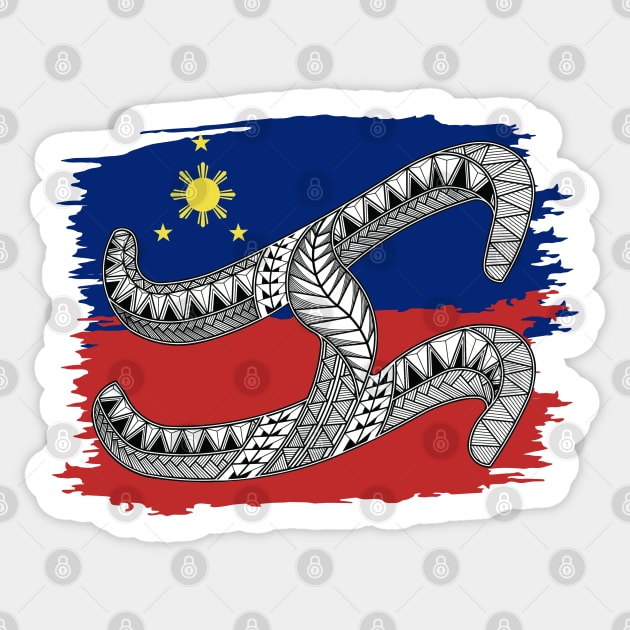 Philippine Flag Tribal line Art / Baybayin word KA Sticker by Pirma Pinas